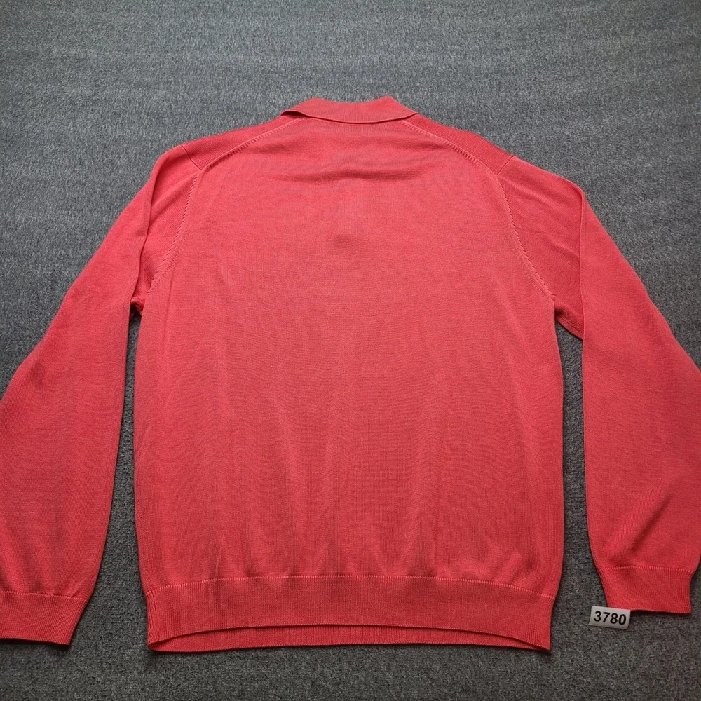 Brooks‎ Brothers Polo Sweater Mens XL Coral Excellent Silk Cotton Knit